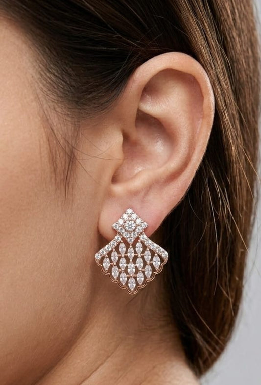 Floral Designed Moissanite Stud