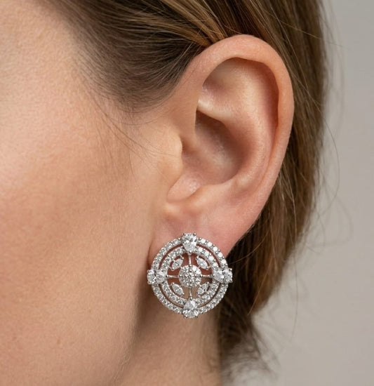 Floral Halo Moissanite Studs.