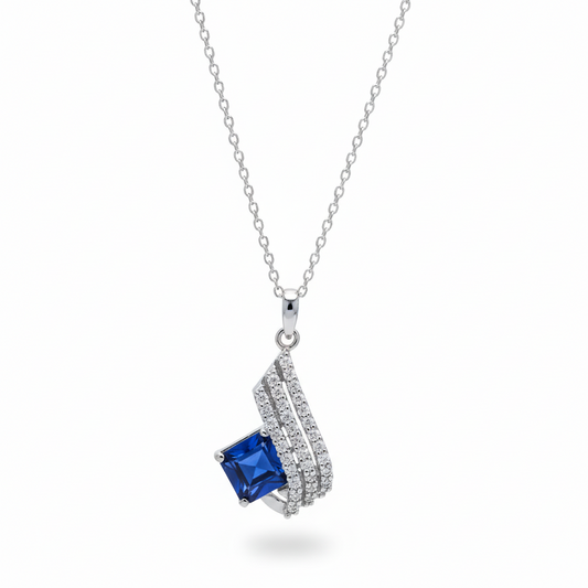 Blue Sapphire Moissanite Pendant