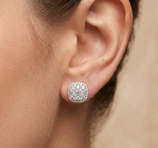 Cushion Shaped Moissanite Stud